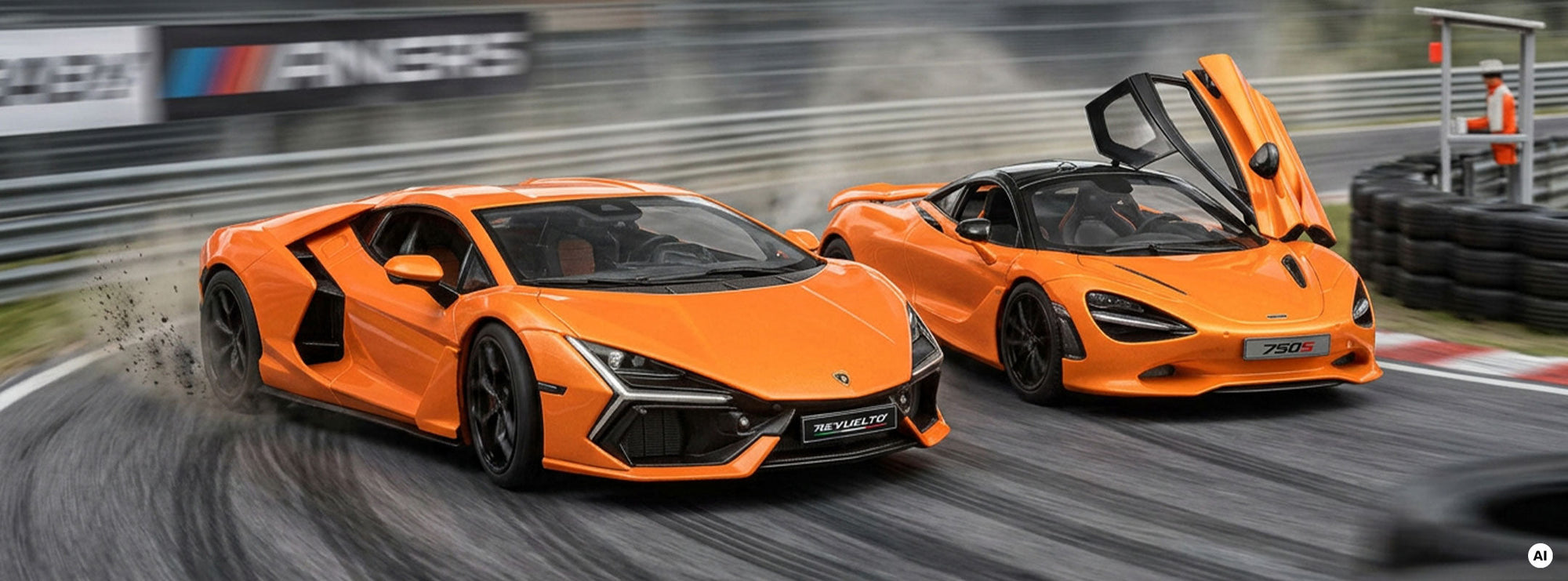 Faszinierendes Duell der Supersportler: Lamborghini Revuelto vs. McLaren 750S im 1:24 Modellbau-Vergleich