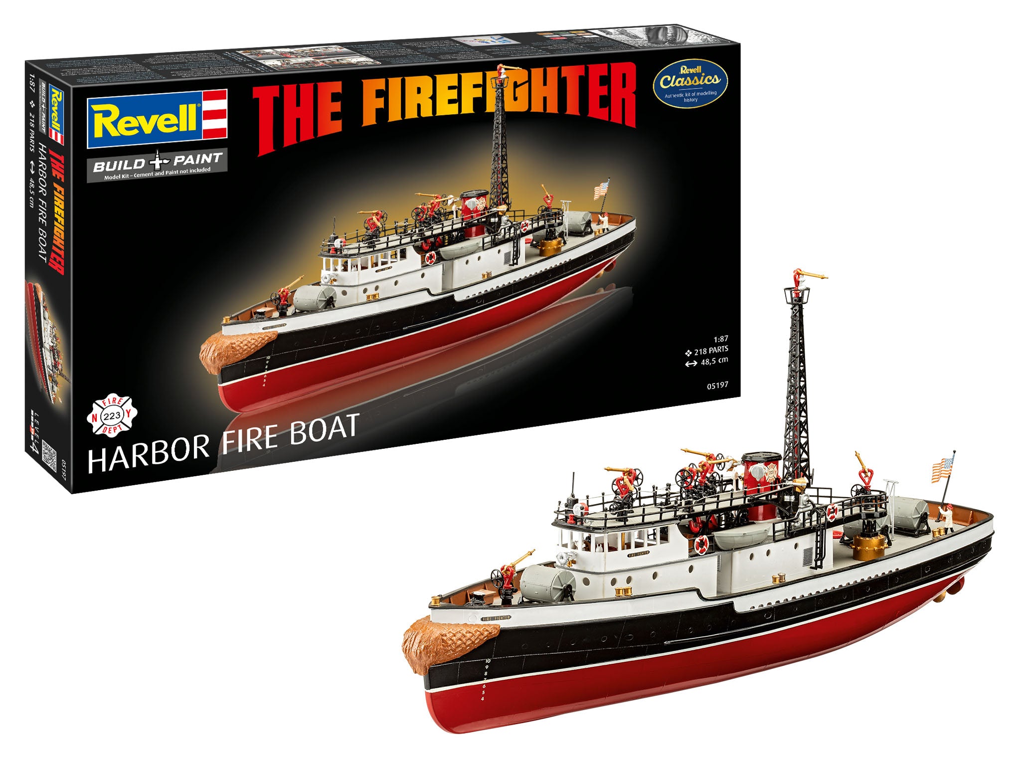 The Firefighter model kit: fire boat 1:87 with 264 parts