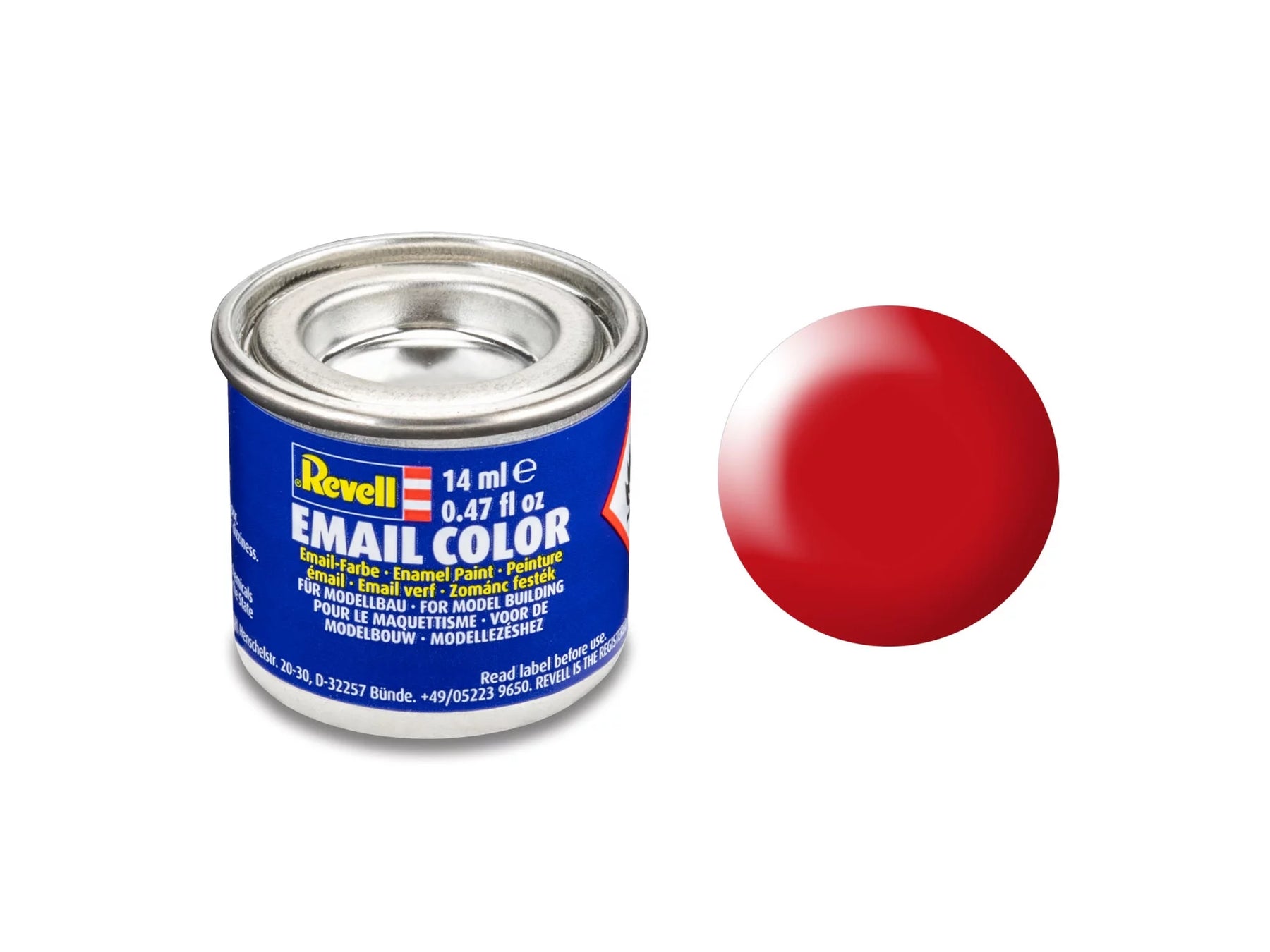 helderrood, halfmat RAL 3026 14 ml blik
