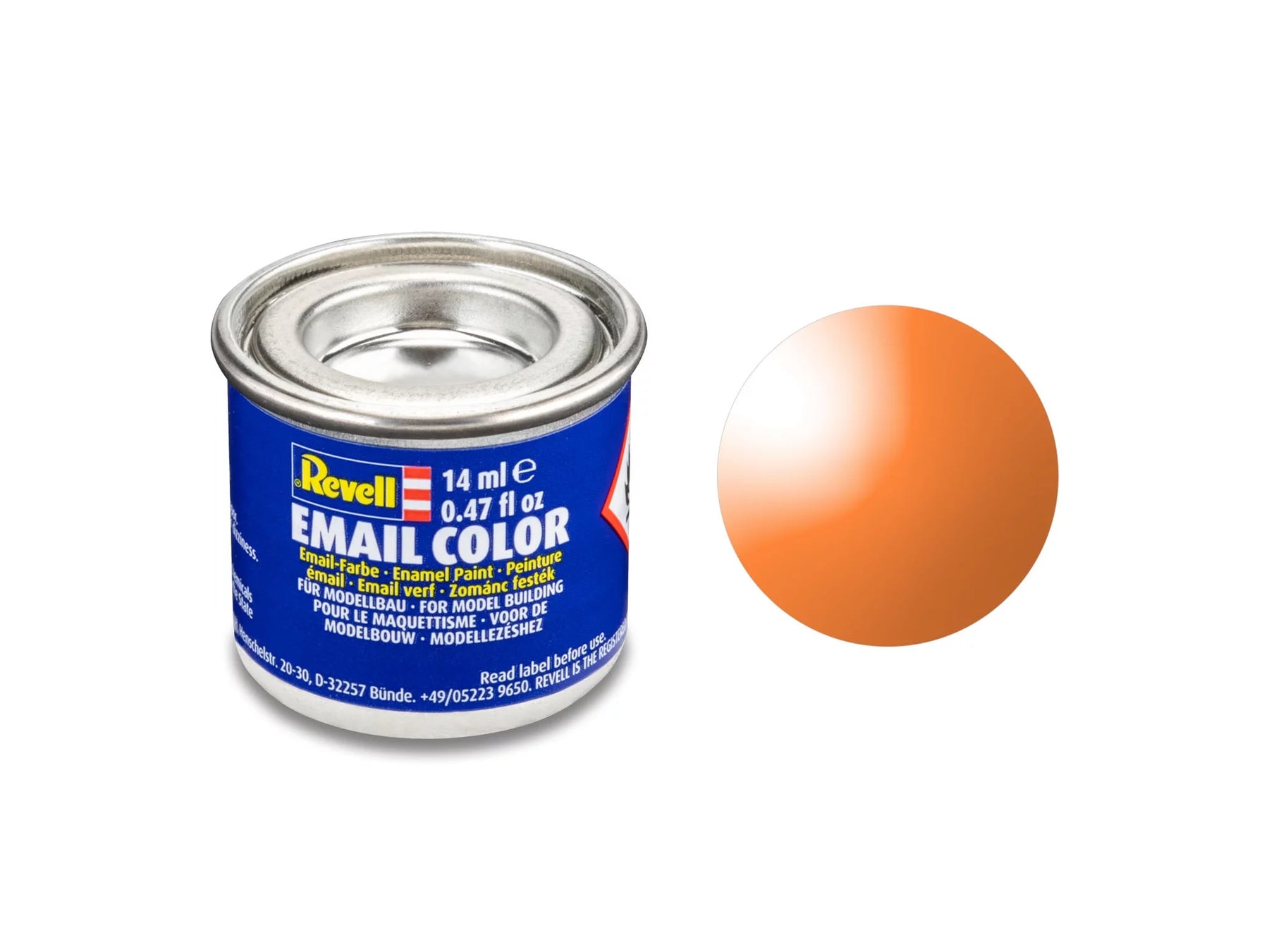 orange, clear 14 ml can