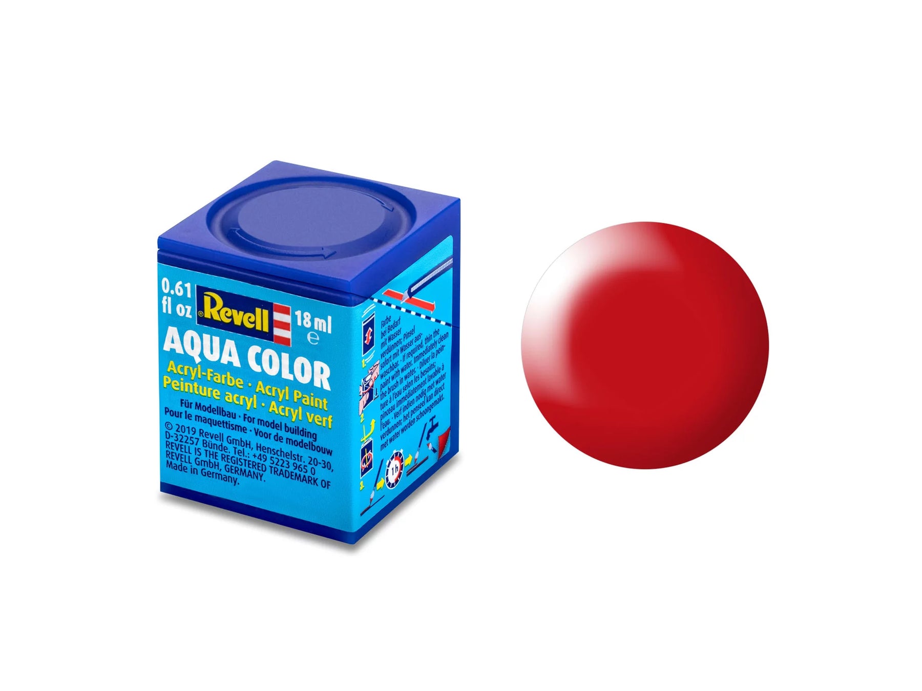 Aqua helderrood, satijnmat