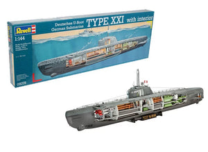 German submarine type XXI with interior