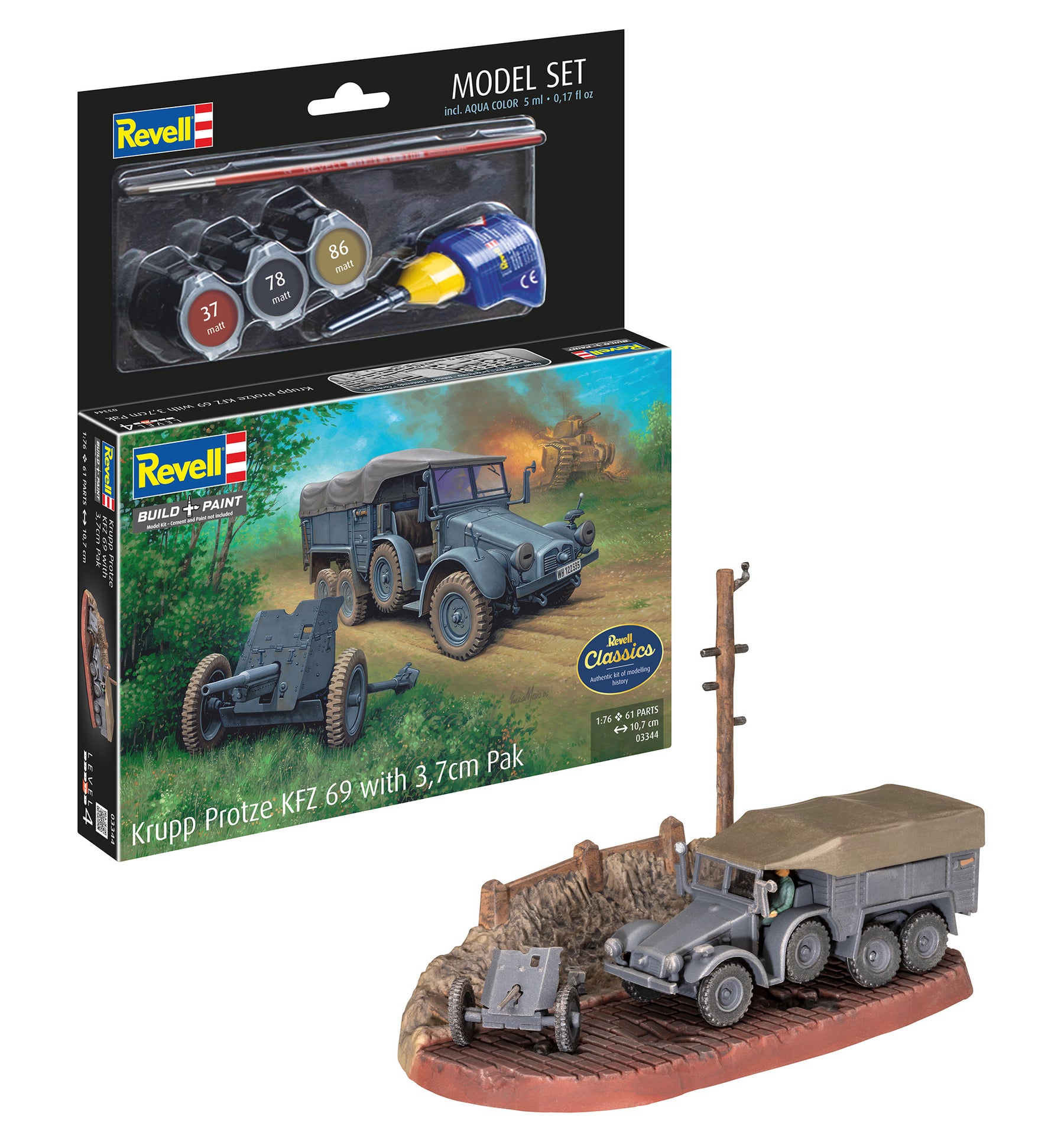 Modelset Krupp Protze KFZ 69 met 3,7 cm pak