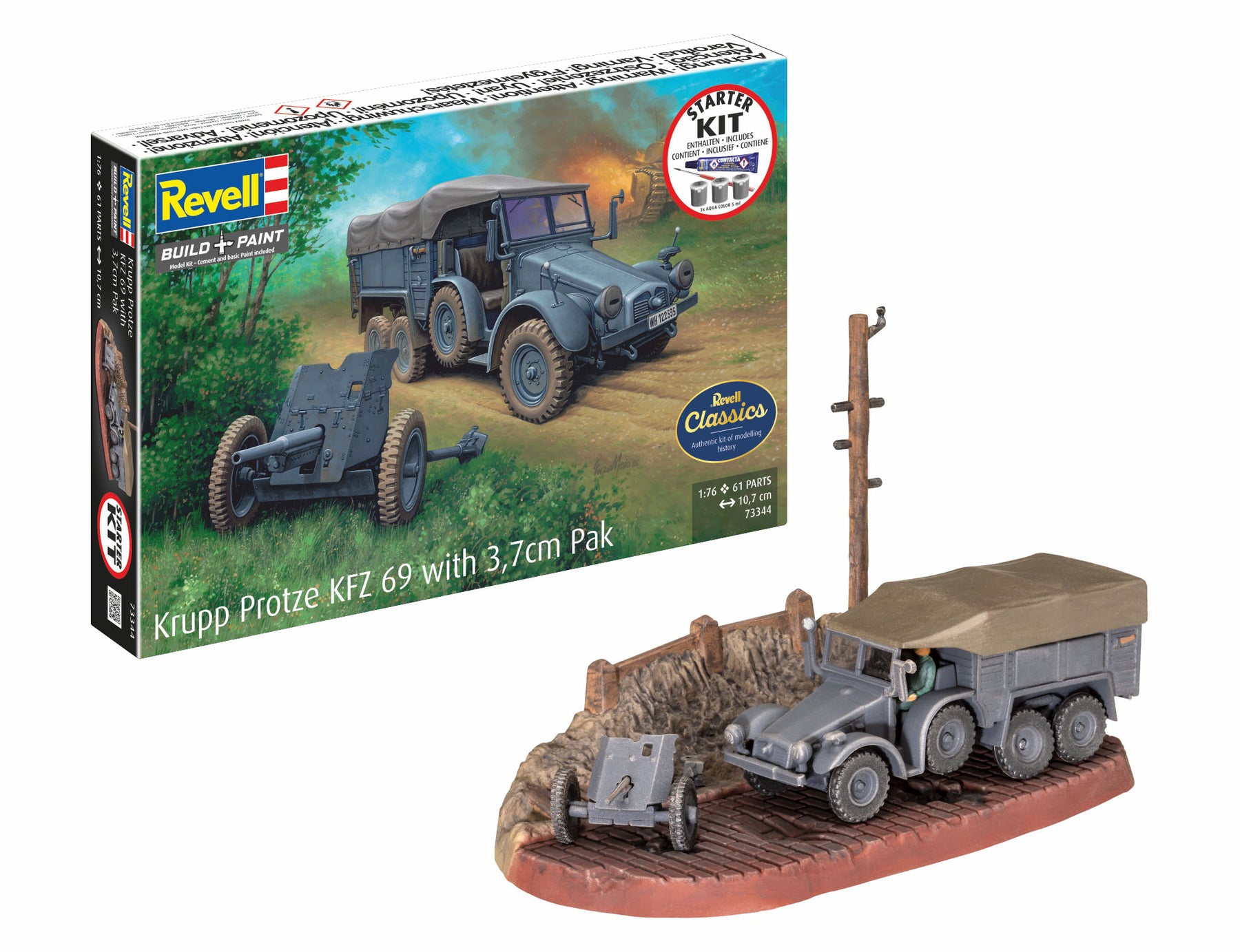 Starterkit Krupp Protze KFZ 69 met 3,7 cm pak