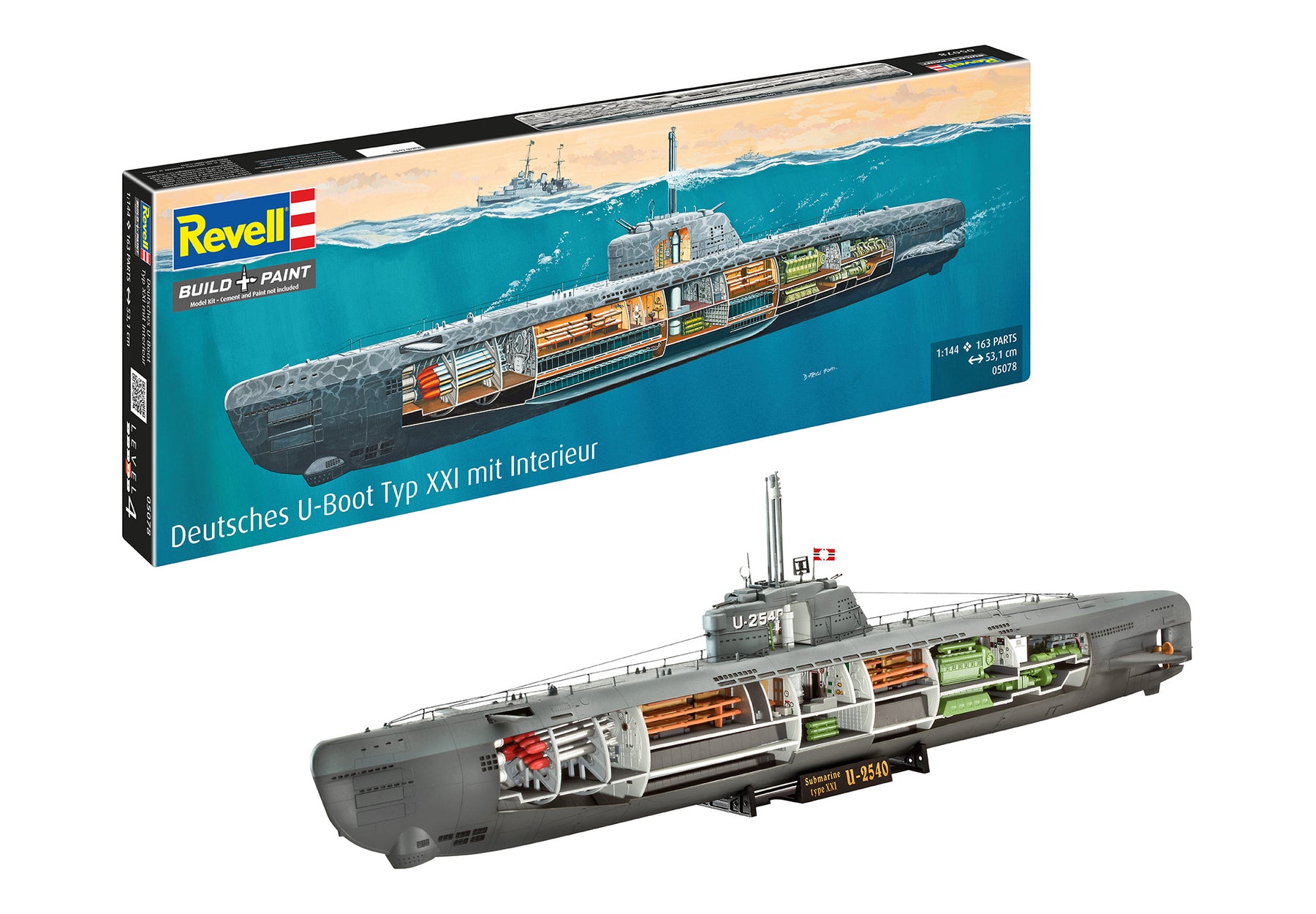 Deutsches U-Boot Typ XXI mit Interieur
