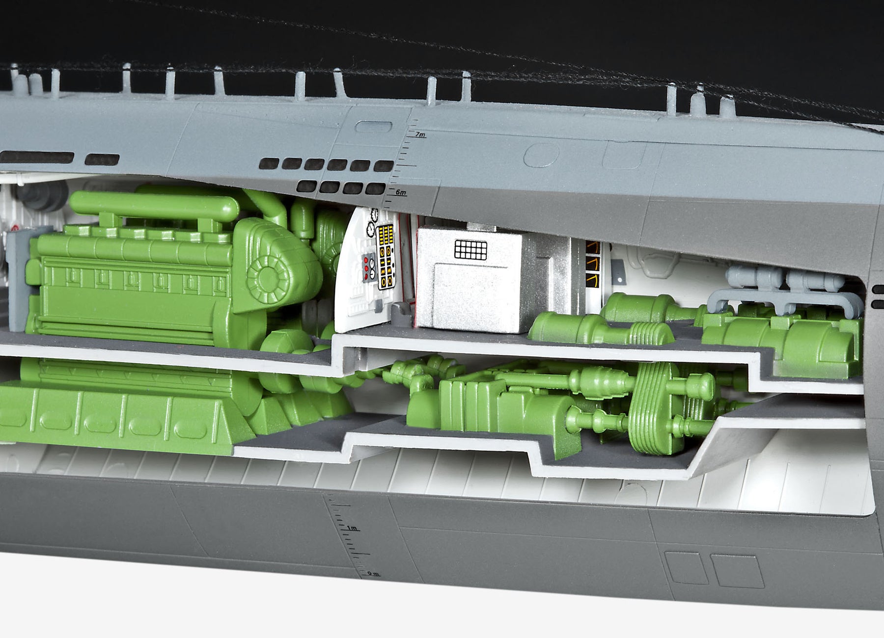 German submarine Type XXI with interior