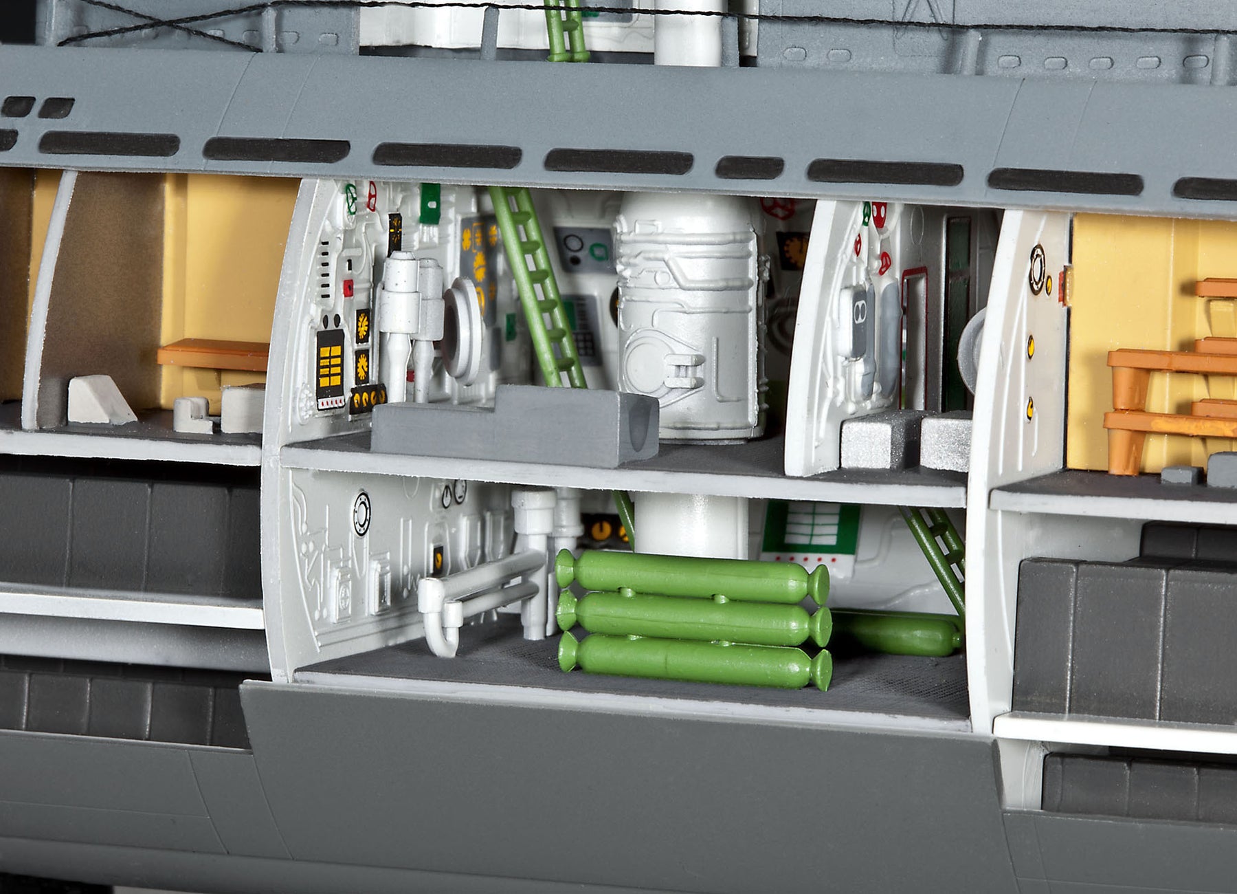 German submarine Type XXI with interior