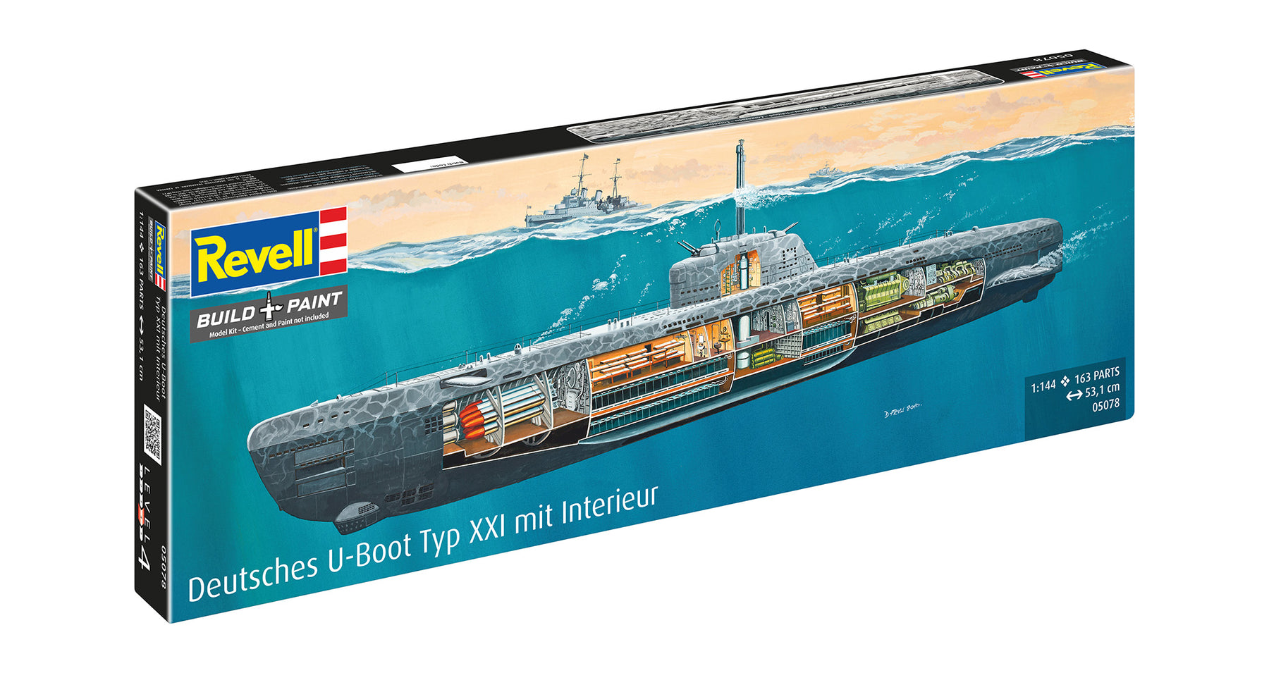 German submarine Type XXI with interior