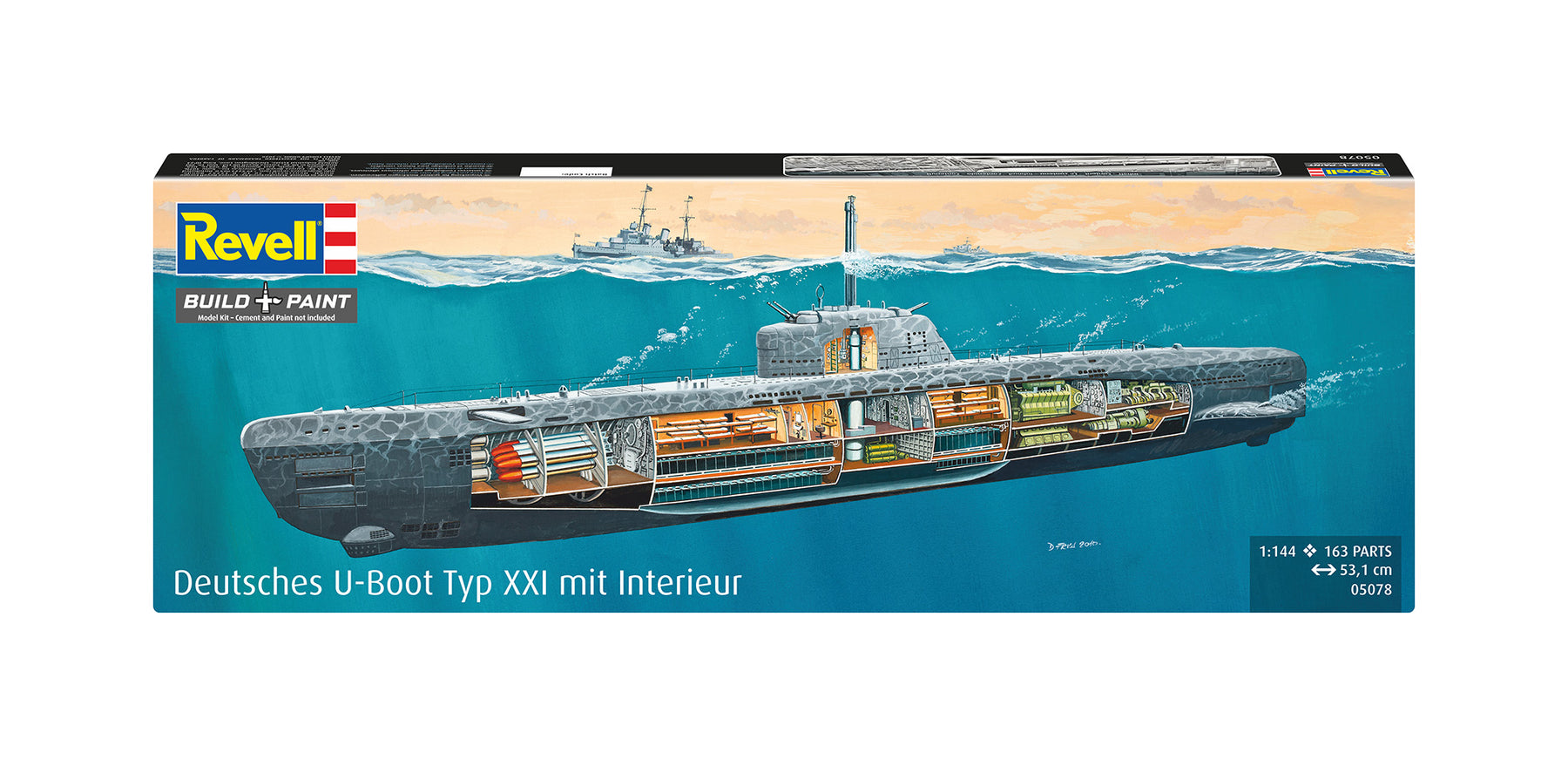 German submarine Type XXI with interior