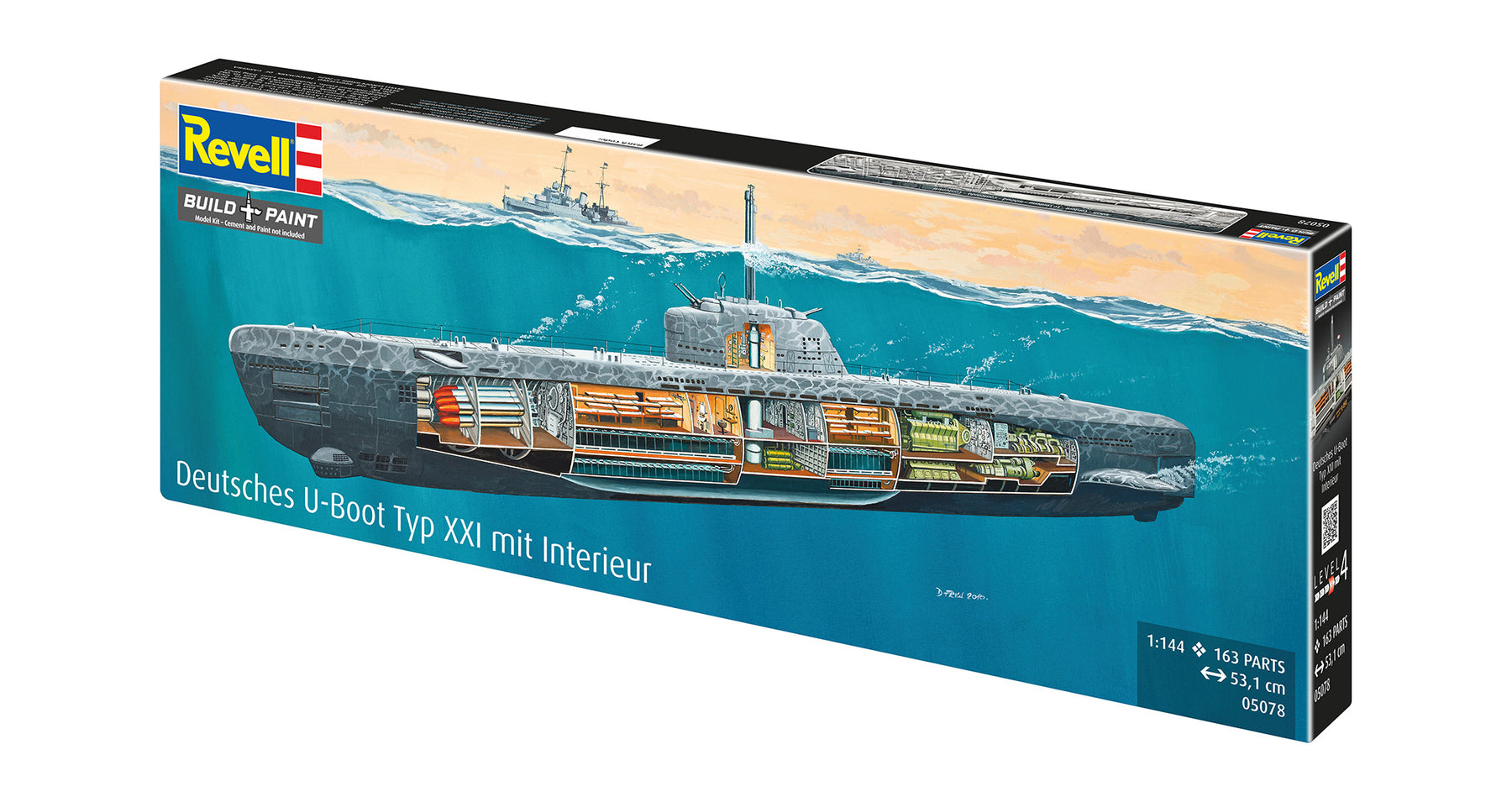German submarine Type XXI with interior