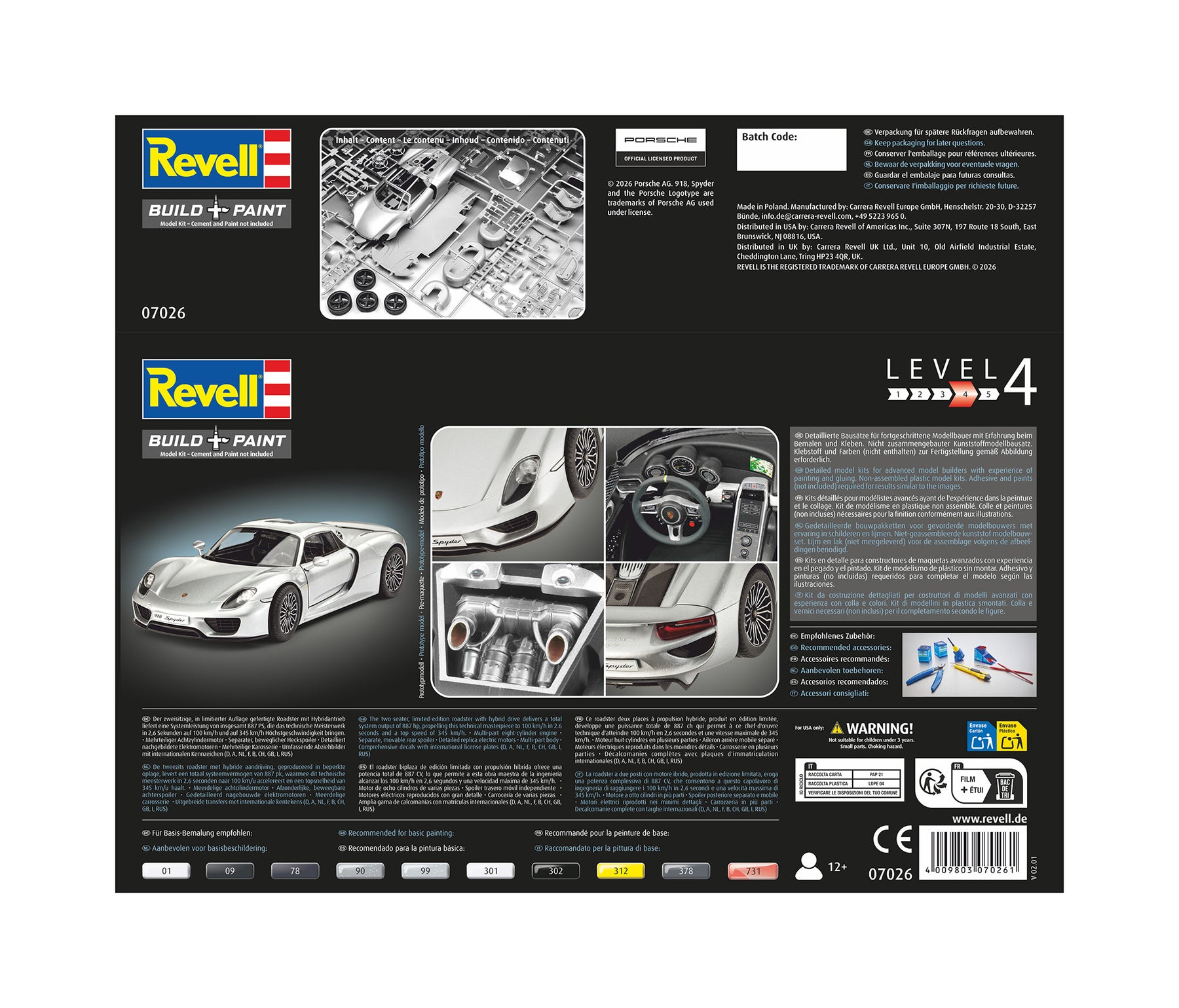 Stavebnice modelu Revell Porsche 918 Spyder v měřítku 1:24