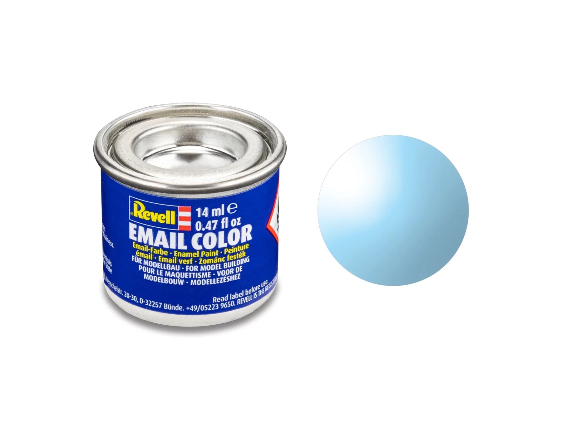 blauw, helder blikje van 14 ml