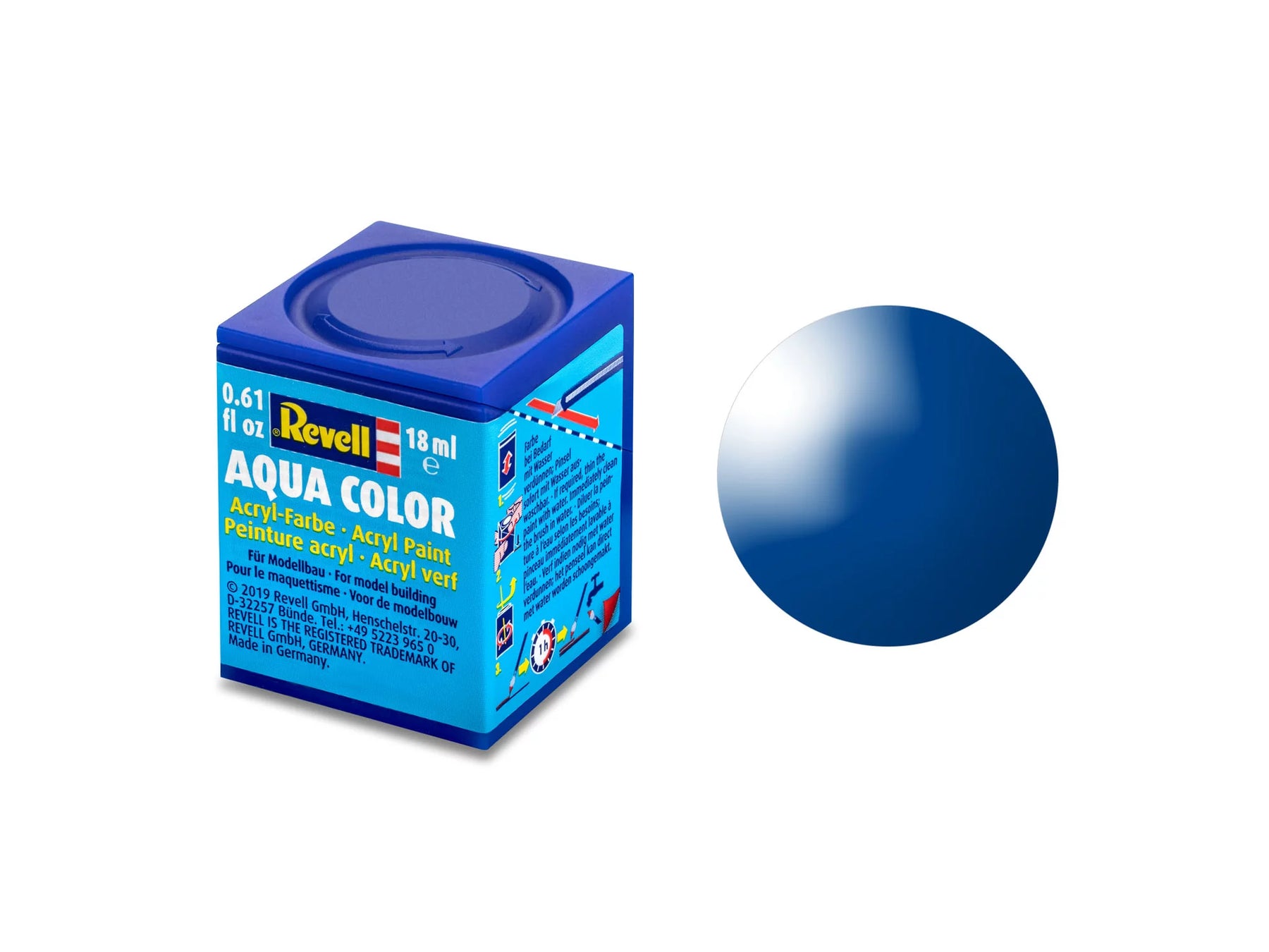 blauw, glanzend RAL 5005 Aqua Color 18 ml