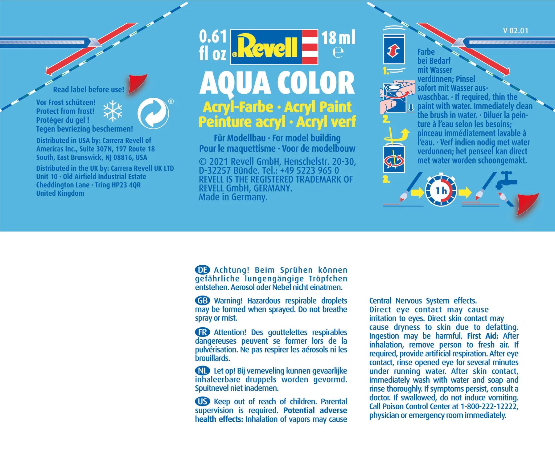 Acrylic Paint 'Aqua' (18ml) Solid Matt Light Grey USAF - Revell
