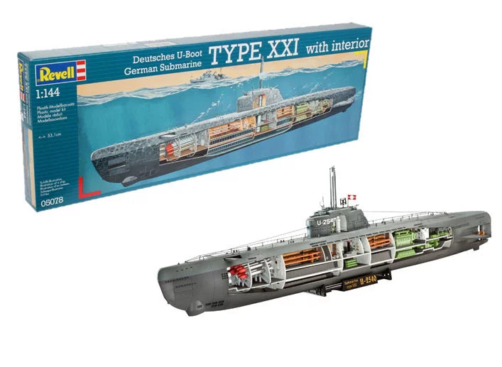 Duitse onderzeeër Type XXI met interieur