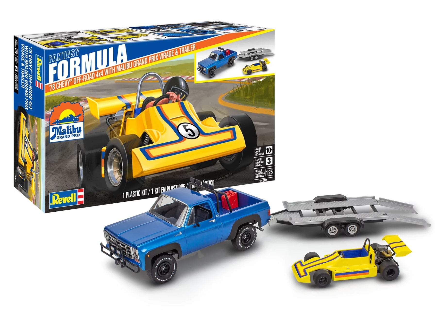 78 Chevy 4x4 pick-up + Malibu GP Virage en aanhanger