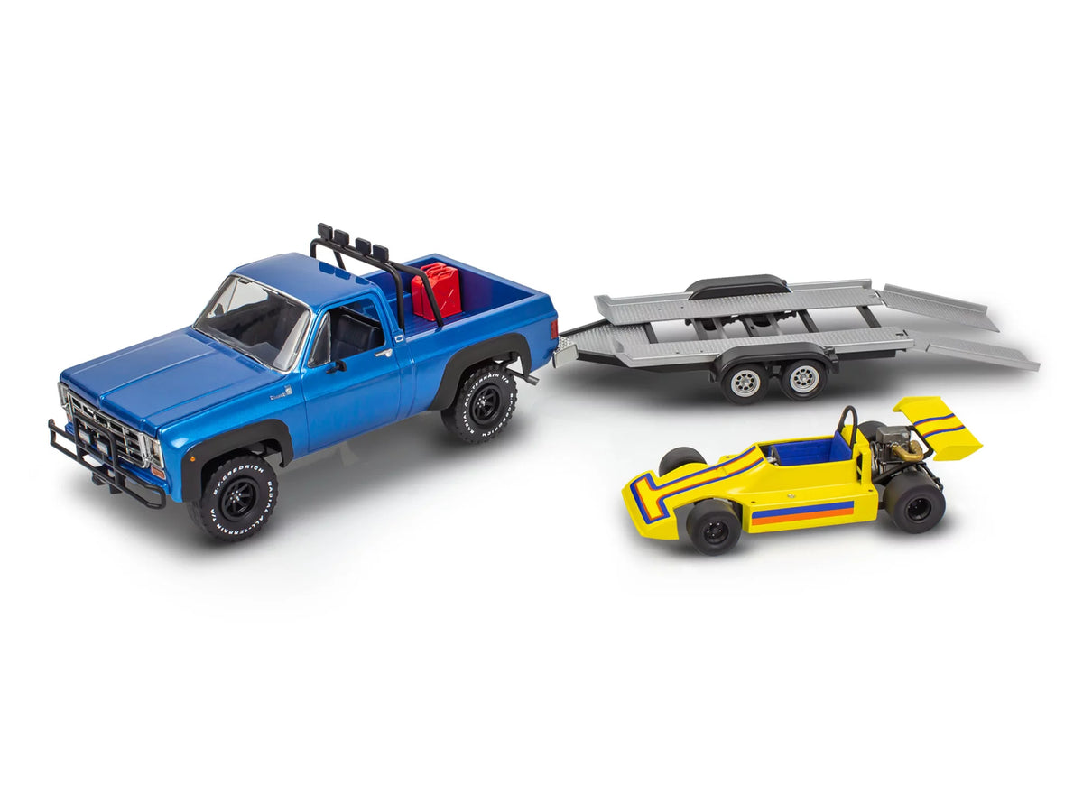 78 Chevy 4x4 pick-up + Malibu GP Virage en aanhanger
