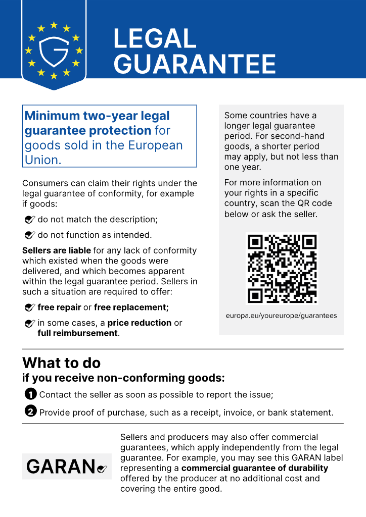 Official EU legal guarantee notice